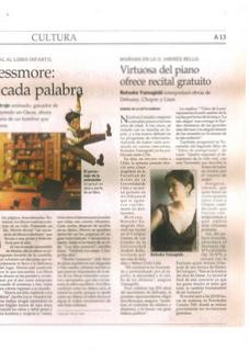 Rutsuko Yamagishi | 26th November 2012 "Interview" on El Mercurio (Chilean Newspaper)